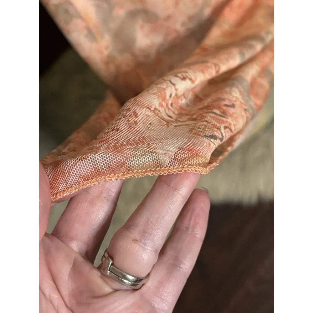 New See You Monday Coral &Grey floral paisley Boho Maxi lined skirt L